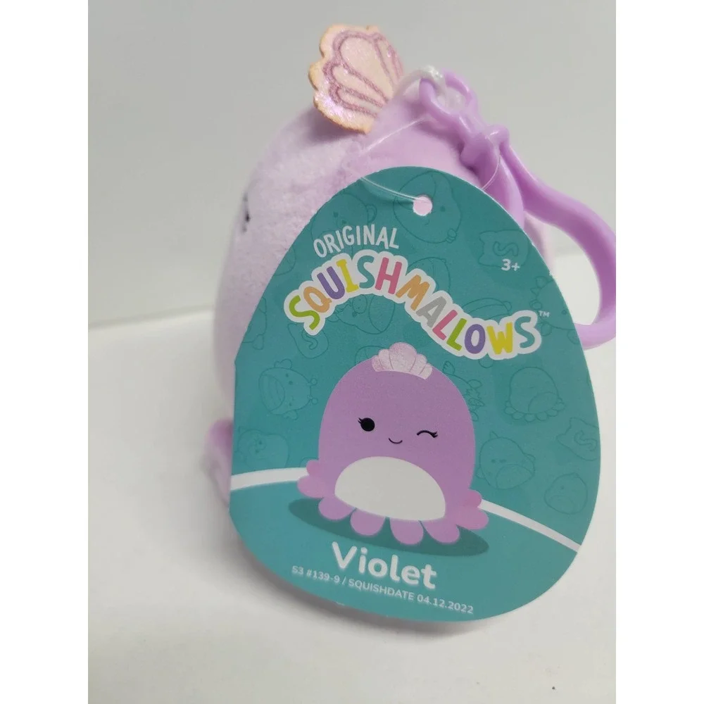 Squishmallows Violet the Octopus 3.5 inch Backpack Clip Lavender Plush S3 #139-9